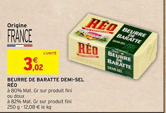 beurre de baratte demi-sel reo