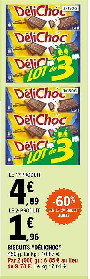 Biscuits "délichoc" -60% Sur Le 2e Produit Acheté