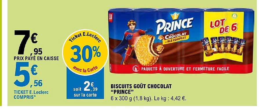 biscuits goût chocola "prince"