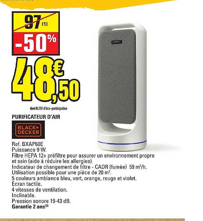 black+decker purificateur d'air