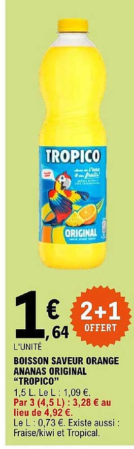 Boisson Saveur Orange Ananas Original "tropico" 2+1 Offert