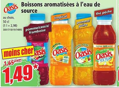 boissons aromatisées à l'eau de source oasis