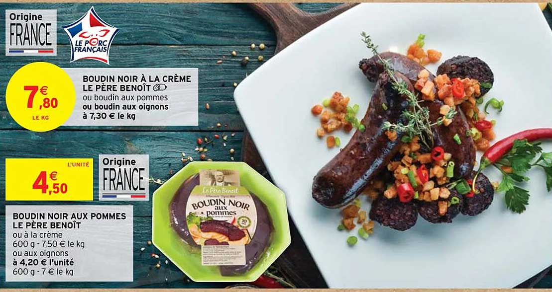 Boudin Noir Aux Pommes Le Père Benoît, Boudin Noir à La Crème Le Père Benoît