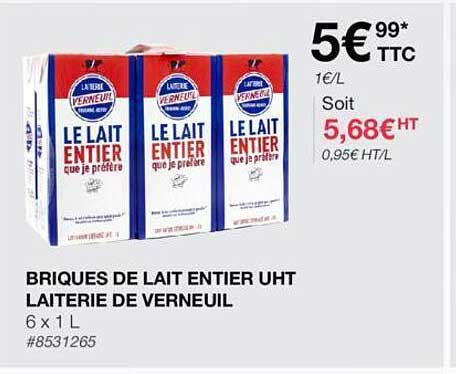 briques de lait entier uht laiterie de verneuil