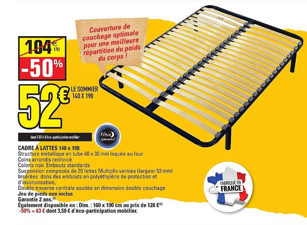 cadre à lattes 140x190