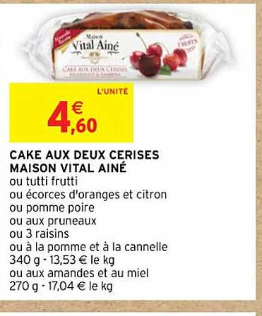 cake aux  deux  cerises  maison  vital ainé