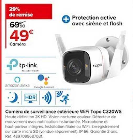 caméra de surveillance extérieure wifi tapo c320ws