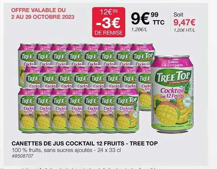 canettes de jus cocktail 12 fruits - tree top
