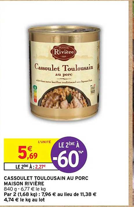Cassoulet Toulousain  Au Porc Maison Rivière