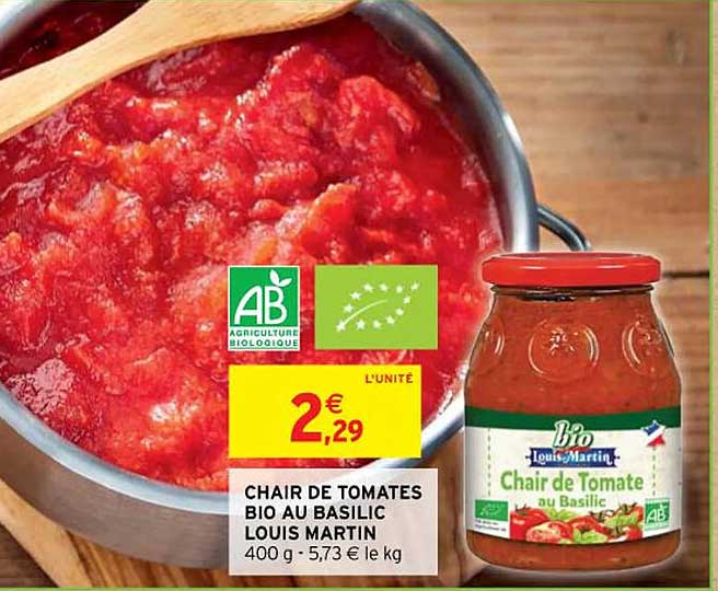 chair de tomates bio au basilic  louis  martin