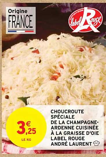 choucroute spéciale de la champagne-ardenne cuisinée à la graisse d'oie label rouge andré laurent