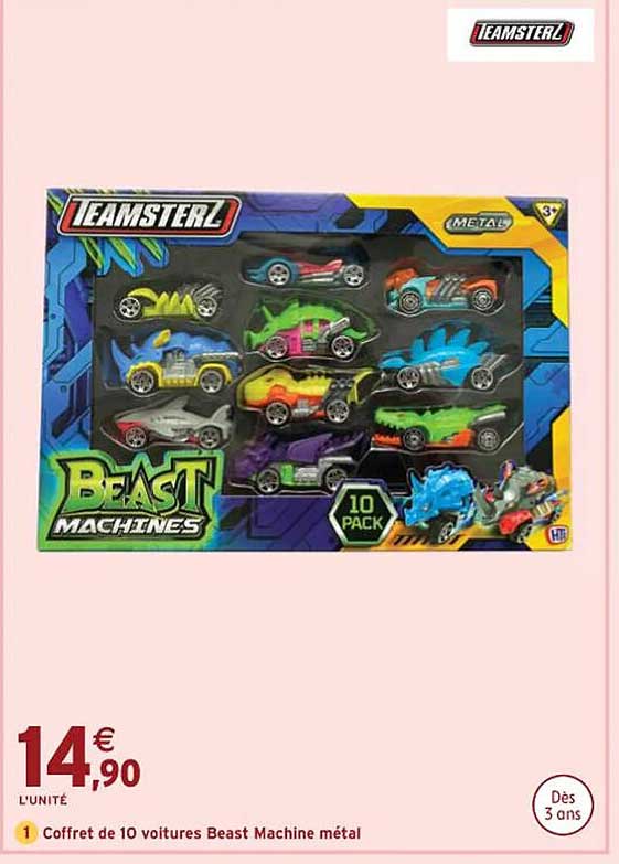Coffret De 10 Voitures Beast Machine Métal