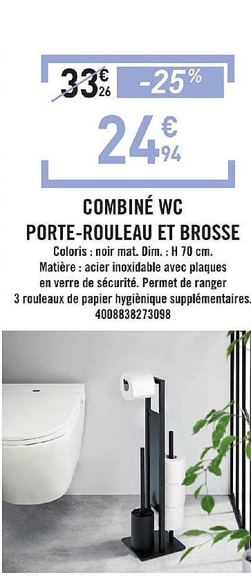 Combiné Wc Porte-rouleau Et Brosse