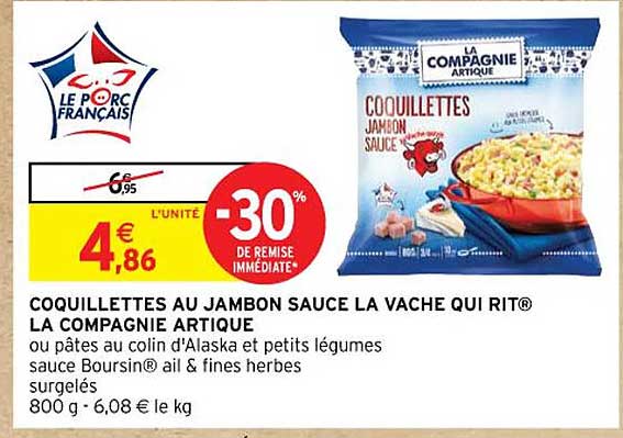 coquillettes au jambon sauce la vache qui rit la compagnie artique