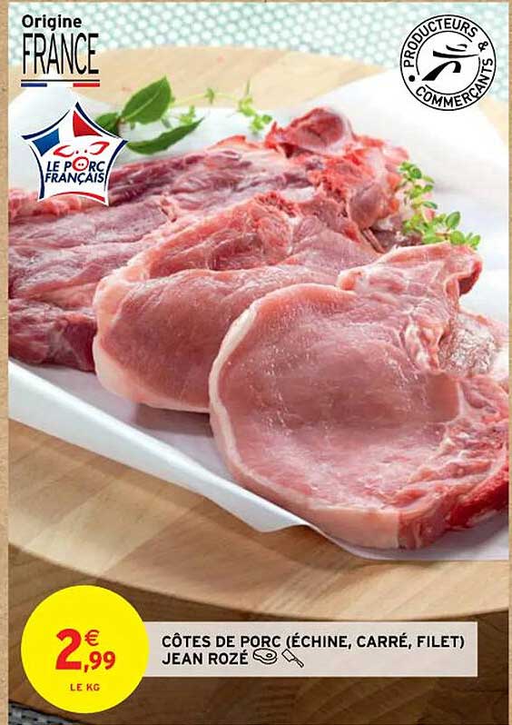 côtes de porc (échine, carré, filet) jean rozé