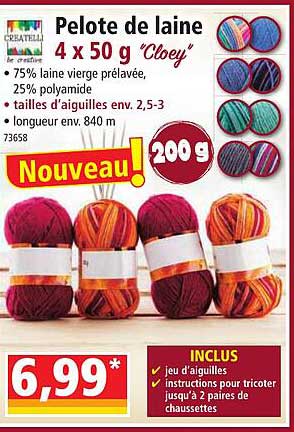 createll pelote de laine 4 x 50 g "cloey"