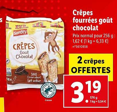 Crêpes Fourrées Goût Chocolat