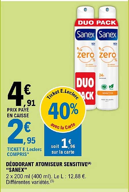 Déodorant Atomiseur Sensitive "sanex"