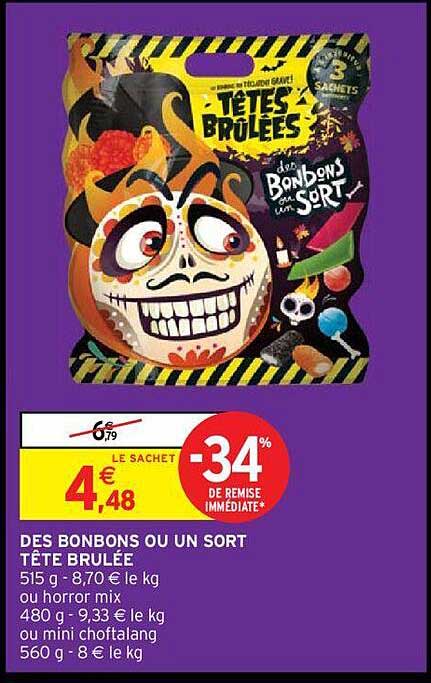 des bonbons ou un sort tête brulée