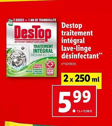 destop traitement intégral lave-linge désinfectant