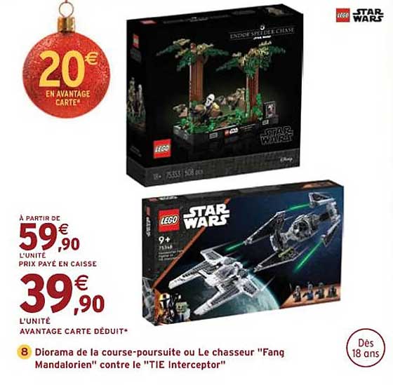 diorama de la course-poursuite ou le chasseur "fang mandalorien" contre le "tie interceptor"