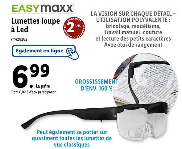 easymaxx lunettes loupe à led