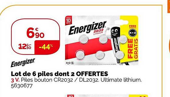 energizer lot de 6 piles dont