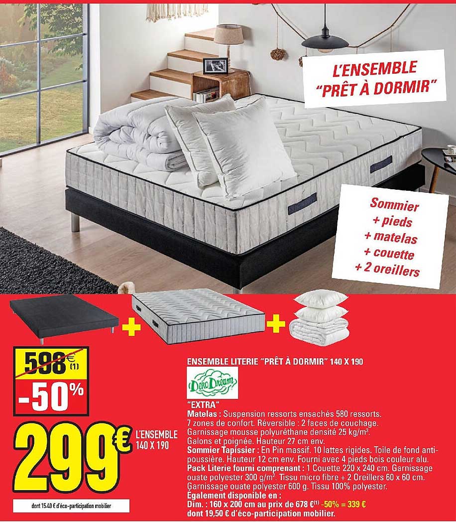 ensemble literie "prêt à dormir" 140 x 190