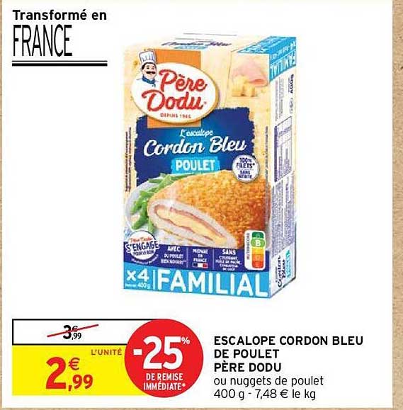 escalope cordon bleu de poulet père dodu