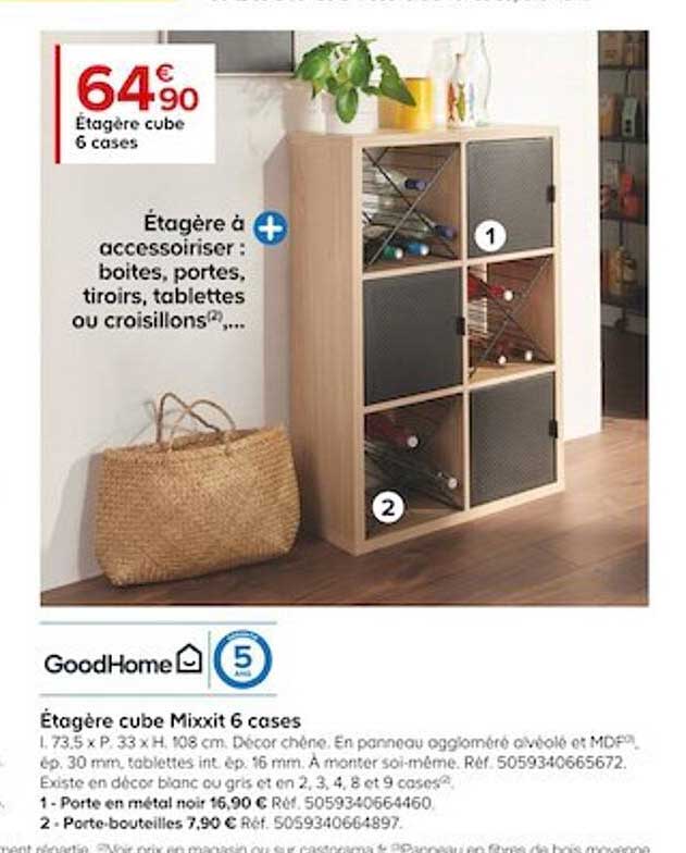 étagère Cube Mixxit 6 Cases Goodhome