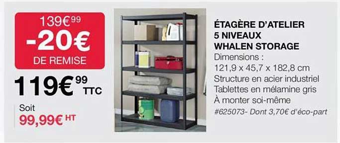 étagère d'atelier 5 niveax whalen storage
