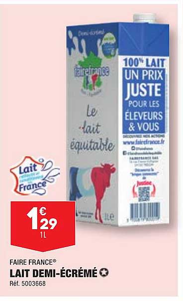 faire france lait demi-écrémé