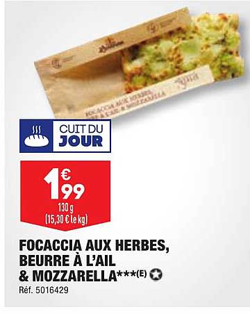 Focaccia Aux Herbes, Beurre à L'ail & Mozzarella