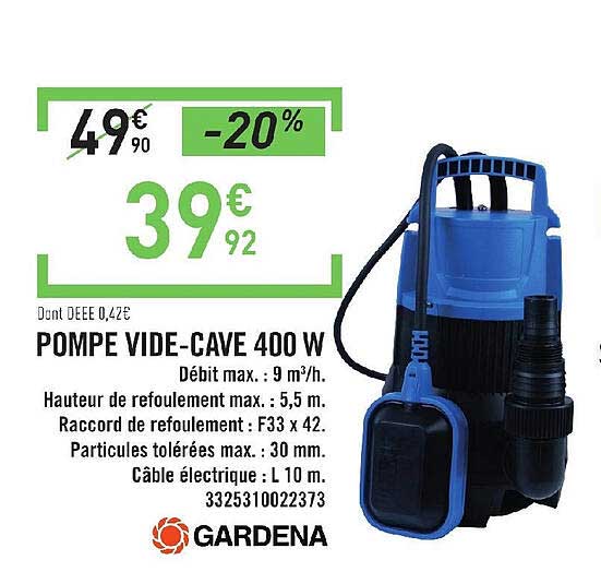 gardena pompe vide-cave 400 w