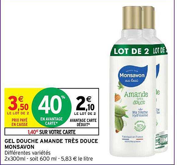 gel douche  amande très douce  monsavon