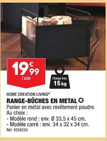home creation living range-bûches en metal