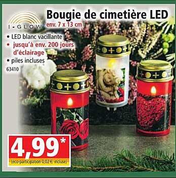 i-glow bougie de cimetière led