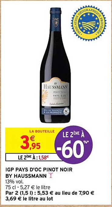 igp pays d'oc pinot noir by haussmann