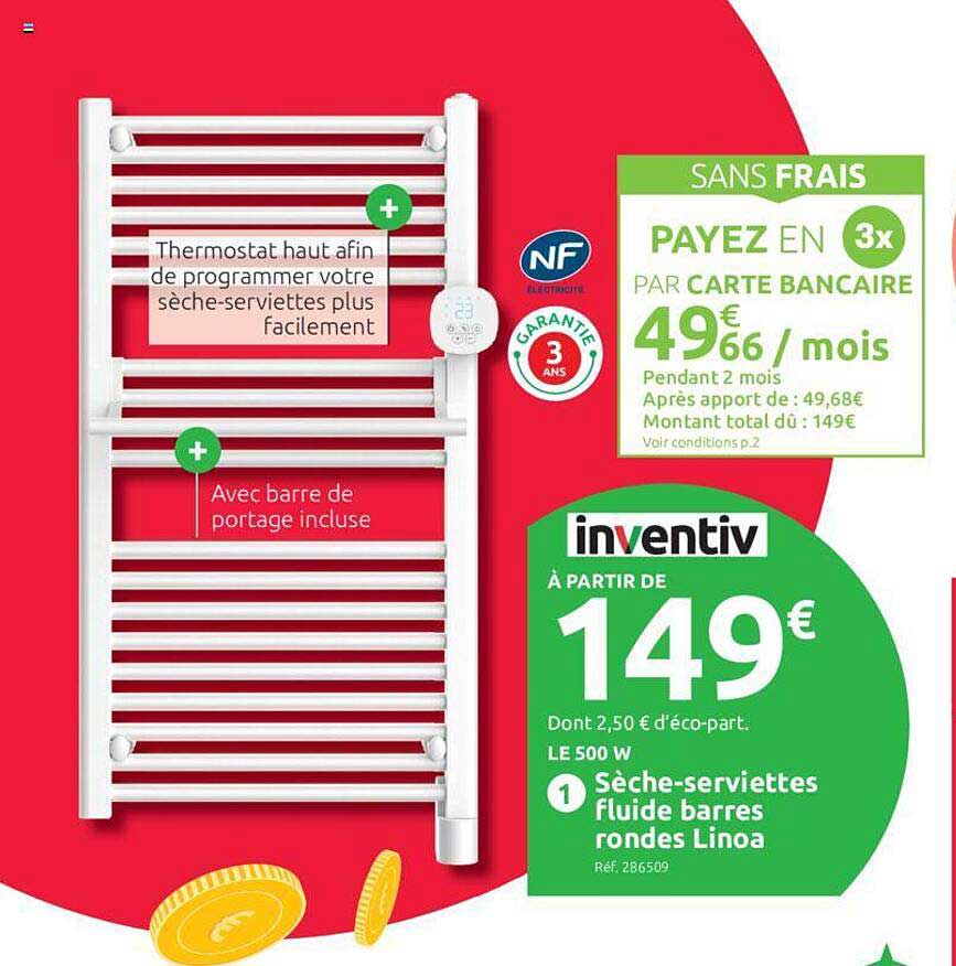 inventiv sèche-serviettes fluide barres rondes linoa