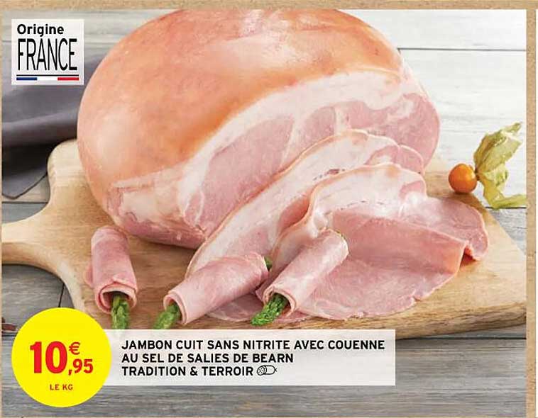 jambon cuit sans nitrite avec couenne au sel de salies de bearn tradition & terroir