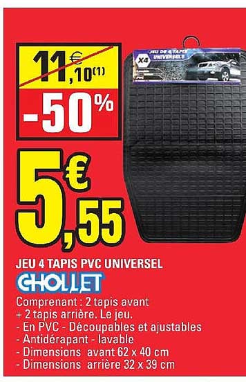 jeu 4 tapis pvc universel chollet