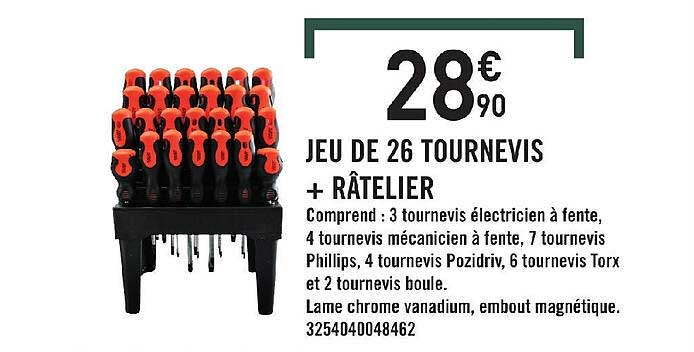 Jeu De 26 Tournevis + Râtelier