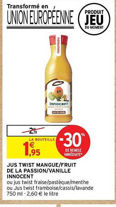 jus twist mangue/fruit de la passion/vanille innocent