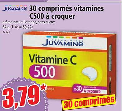 juvamine 30 comprimés vitamines c500 à croquer