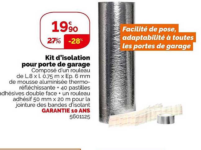 kit d'isolation pour porte de garage