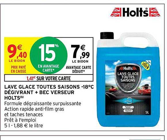 lave glace toutes saisons -18°c dégivrant + bec verseur holts