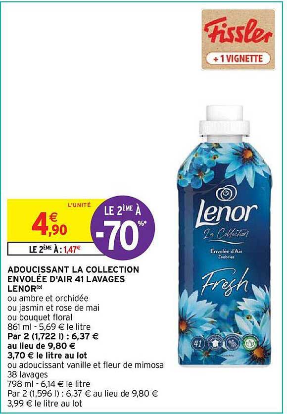 le 2éme à -70% adoucissant la collection envolée d'air 41 lavages lenor