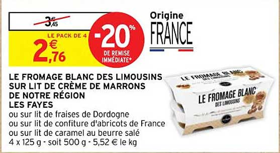 le fromage blanc des limousins sur lit de crème de marrons de notre région les fayes