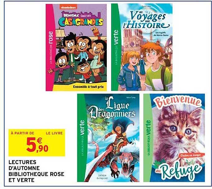 lectures d'automne bibliotheque rose et verte