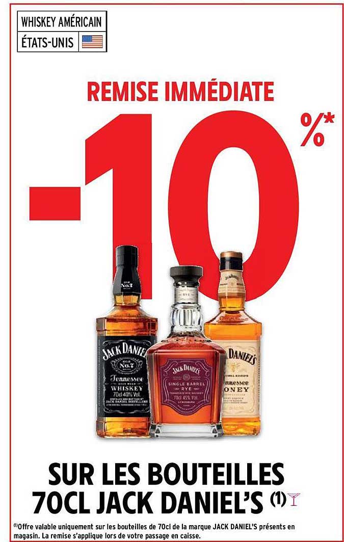 les bouteilles 70 cl jack daniel's